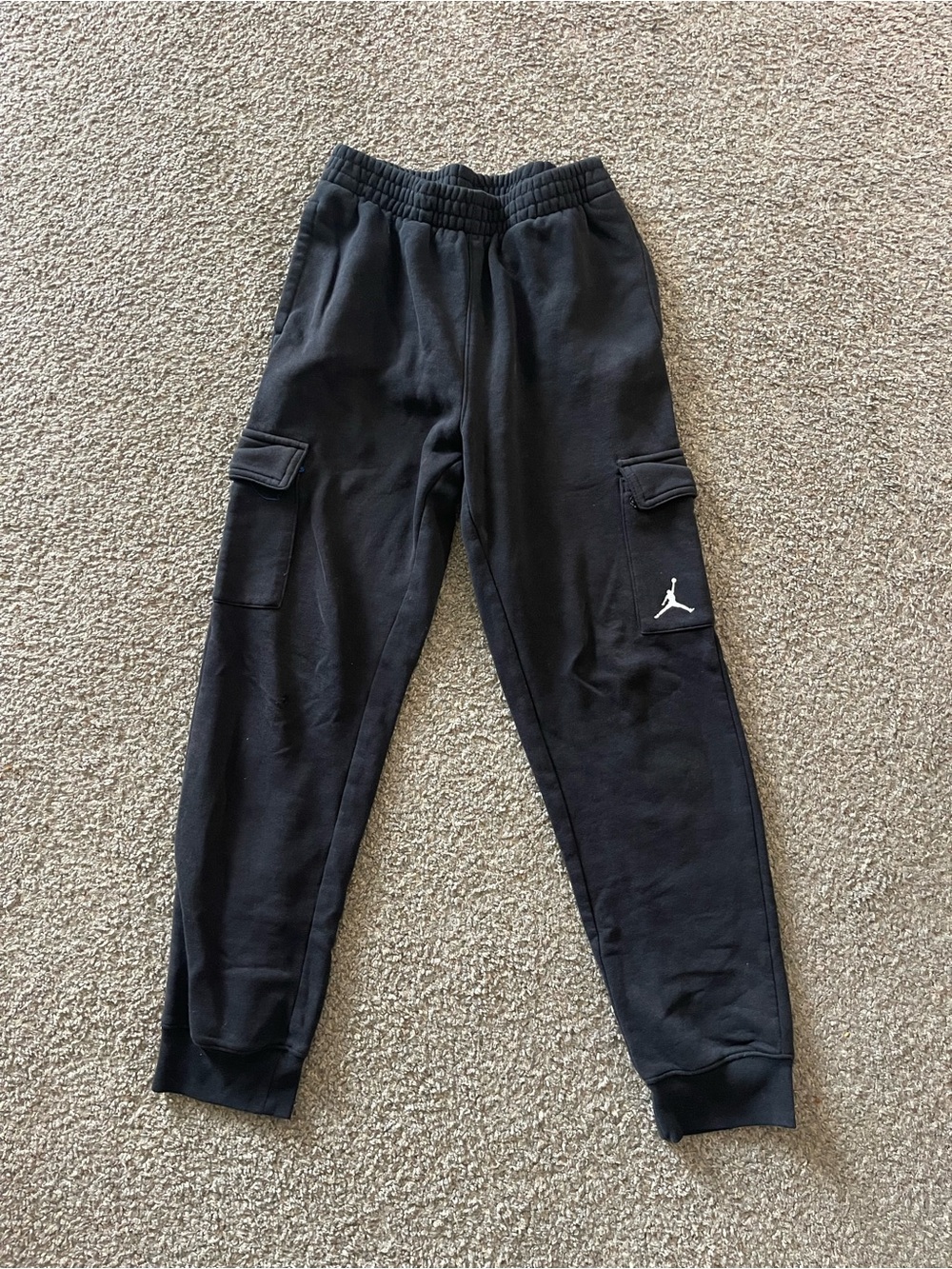 Jordan Kids Black Cargo Joggers with White Jumpman